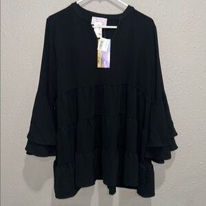 Black Ruffled Women's Top